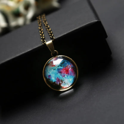 Unisex Universe Nebula Pendant Chain Necklace