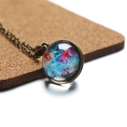 Unisex Universe Nebula Pendant Chain Necklace