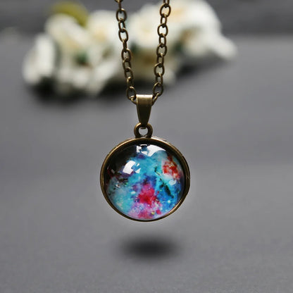 Unisex Universe Nebula Pendant Chain Necklace