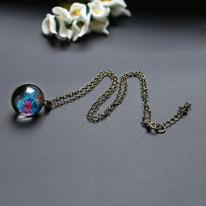 Unisex Universe Nebula Pendant Chain Necklace