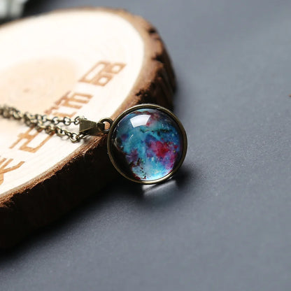 Unisex Universe Nebula Pendant Chain Necklace