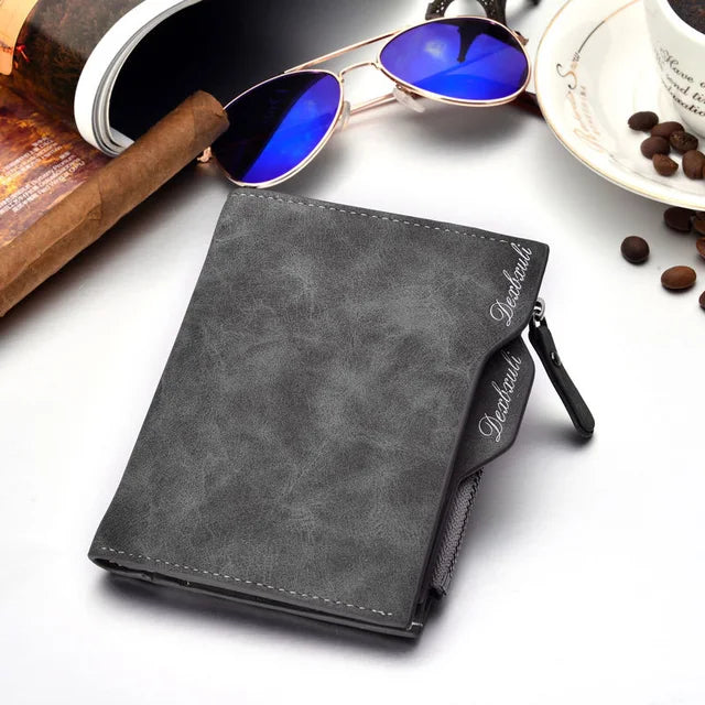 Men's Soft Leather Wallet Removable Card Holder Multi-Function Clutch Slim Design
