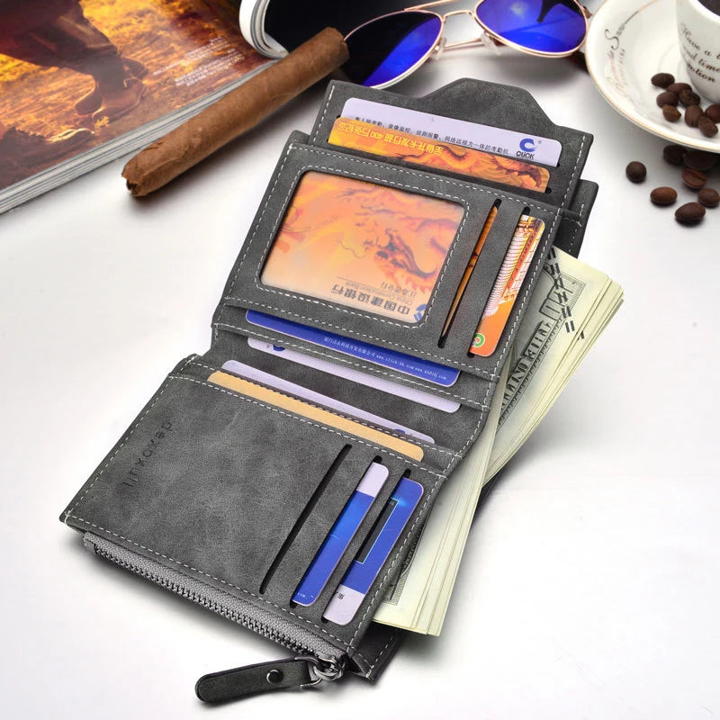 Men's Soft Leather Wallet Removable Card Holder Multi-Function Clutch Slim Design