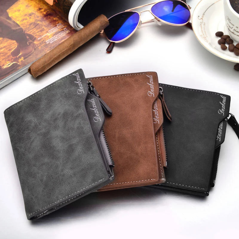 Men's Soft Leather Wallet Removable Card Holder Multi-Function Clutch Slim Design